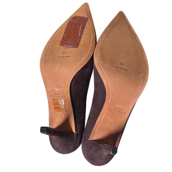 Givenchy Brown Suede Pointed Toe Zipper Detail Heels Size 38 - Picture 7 of 8
